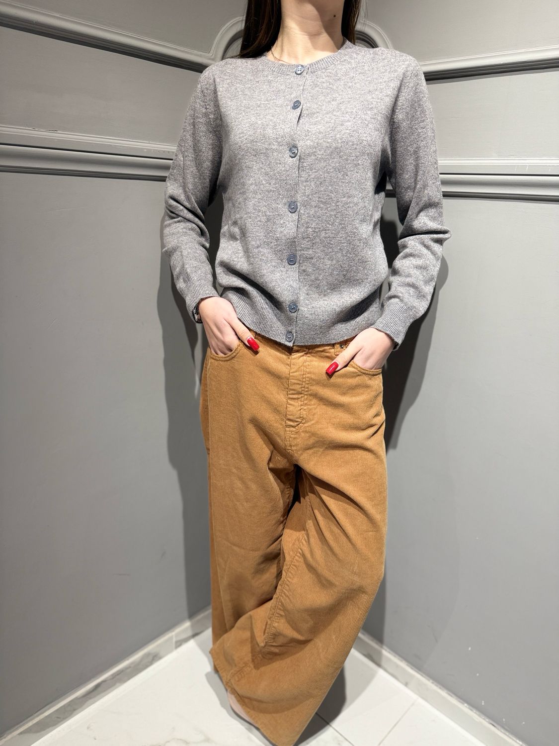 TENSIONE IN - cardigan in pura lana WL145AI25 grigio
