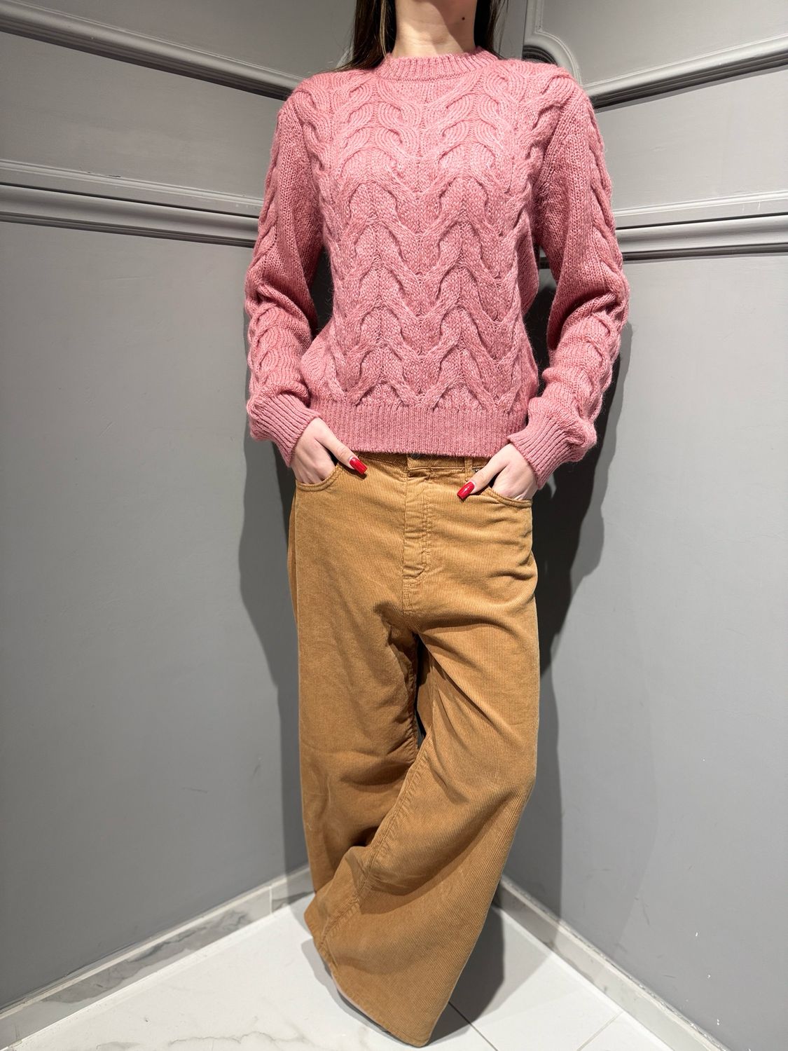 TENSIONE IN - maglia girocollo trecce mohair W5HMJ64A401 bubble