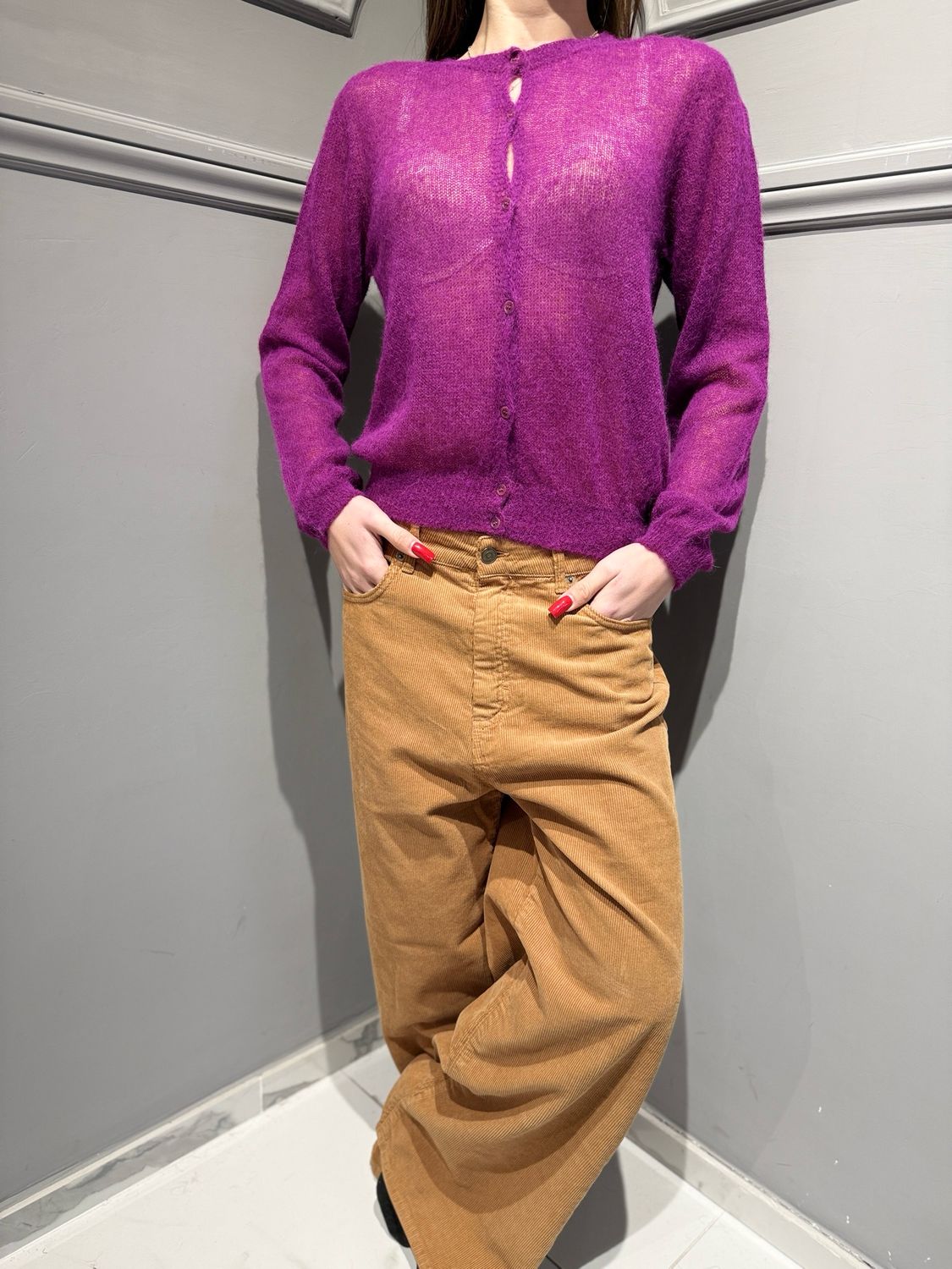 TENSIONE IN - cardigan in alpaca D78968 orchidea