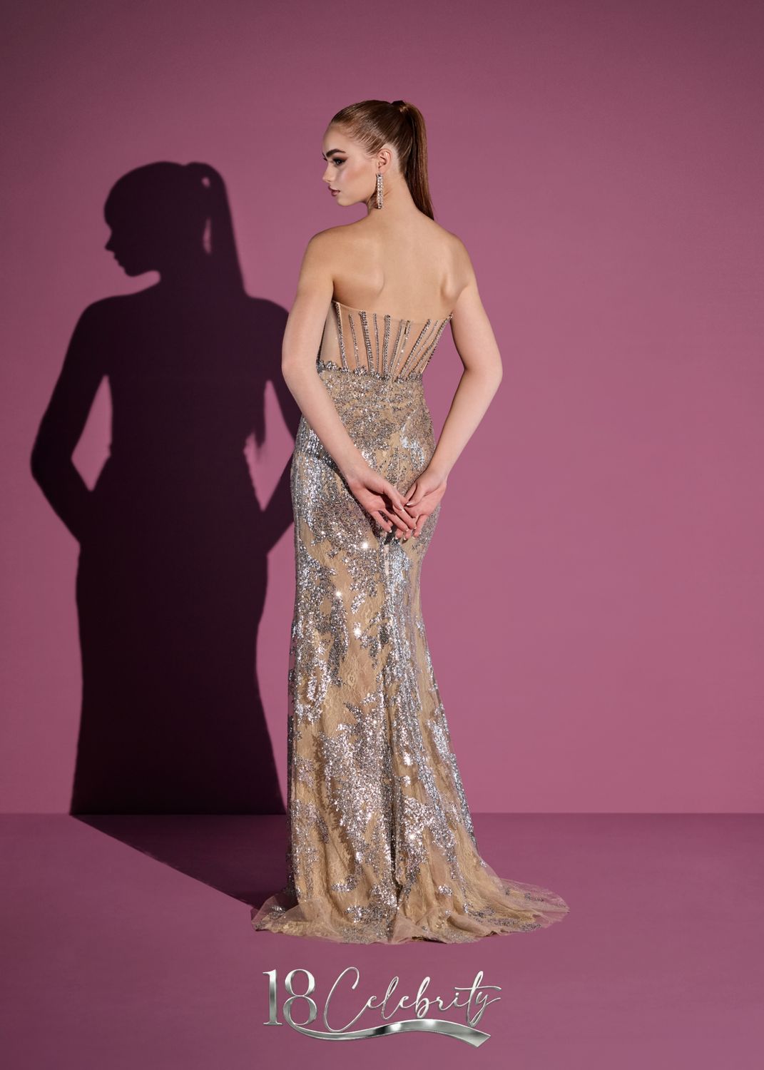 18TH CELEBRITY - Abito lungo DK2514 oro/argento