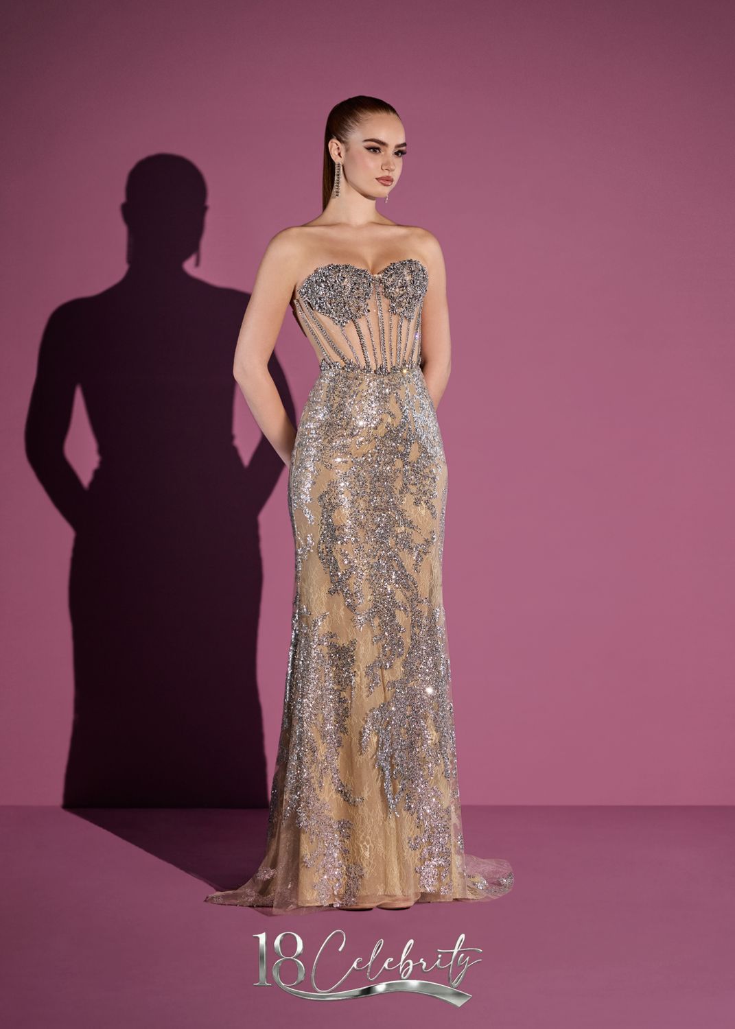 18TH CELEBRITY - Abito lungo DK2514 oro/argento