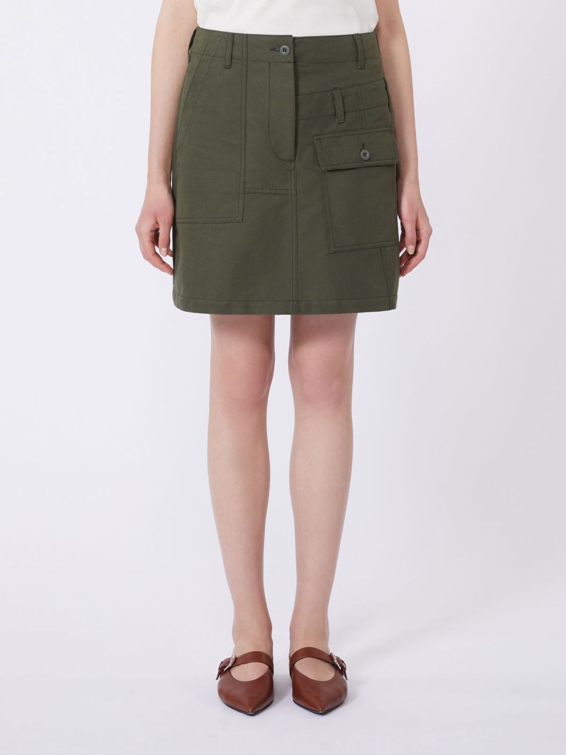 WEEKEND MAX MARA - Minigonna in canvas antigoccia SFERA - VERDE KAKI