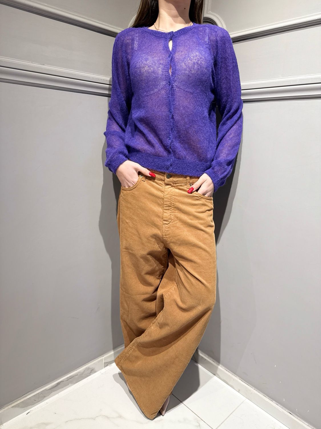 TENSIONE IN - cardigan in alpaca D78968 viola