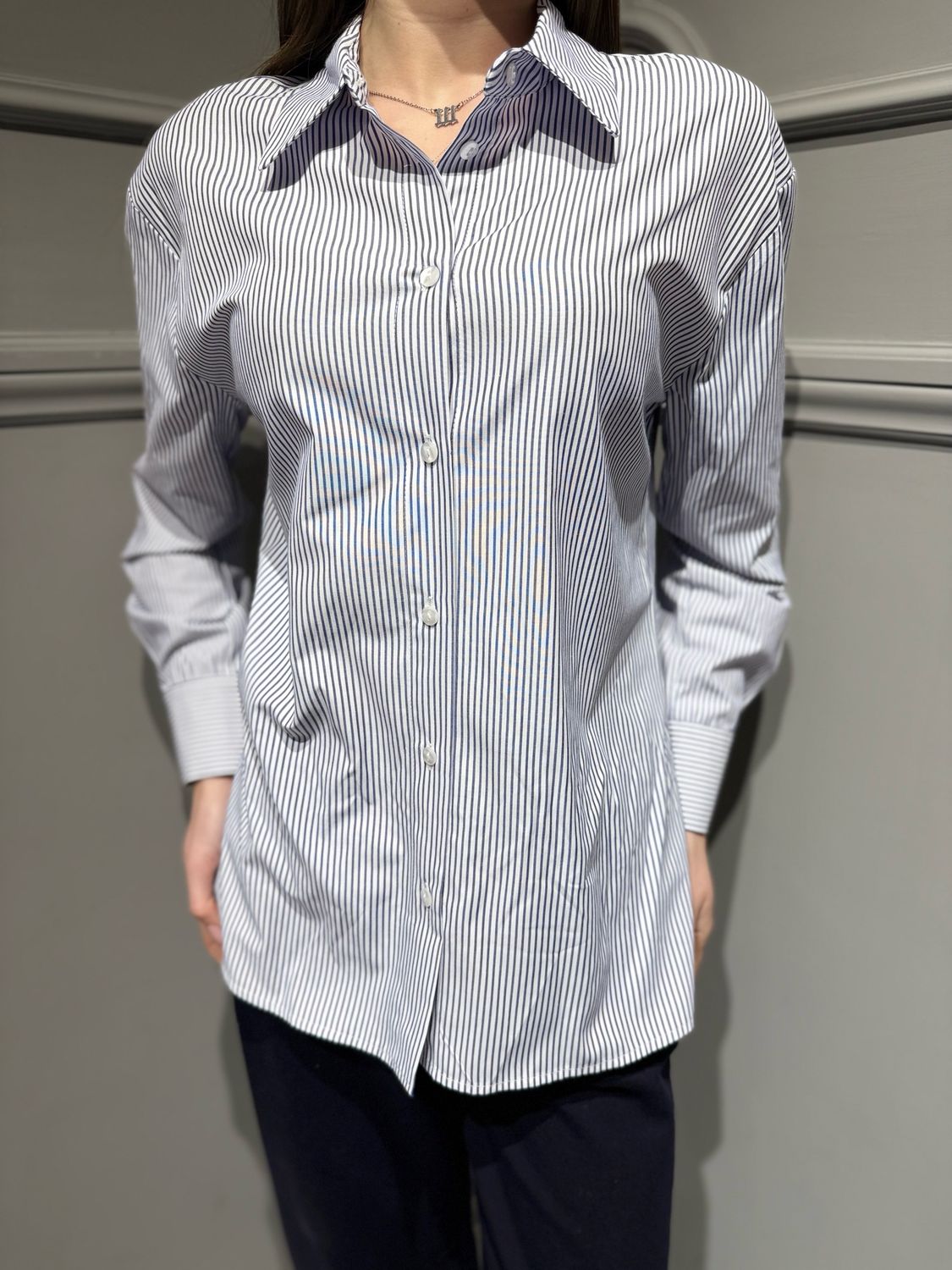 TENSIONE IN - camicia in cotone a righe 26C3731 bianco/blu