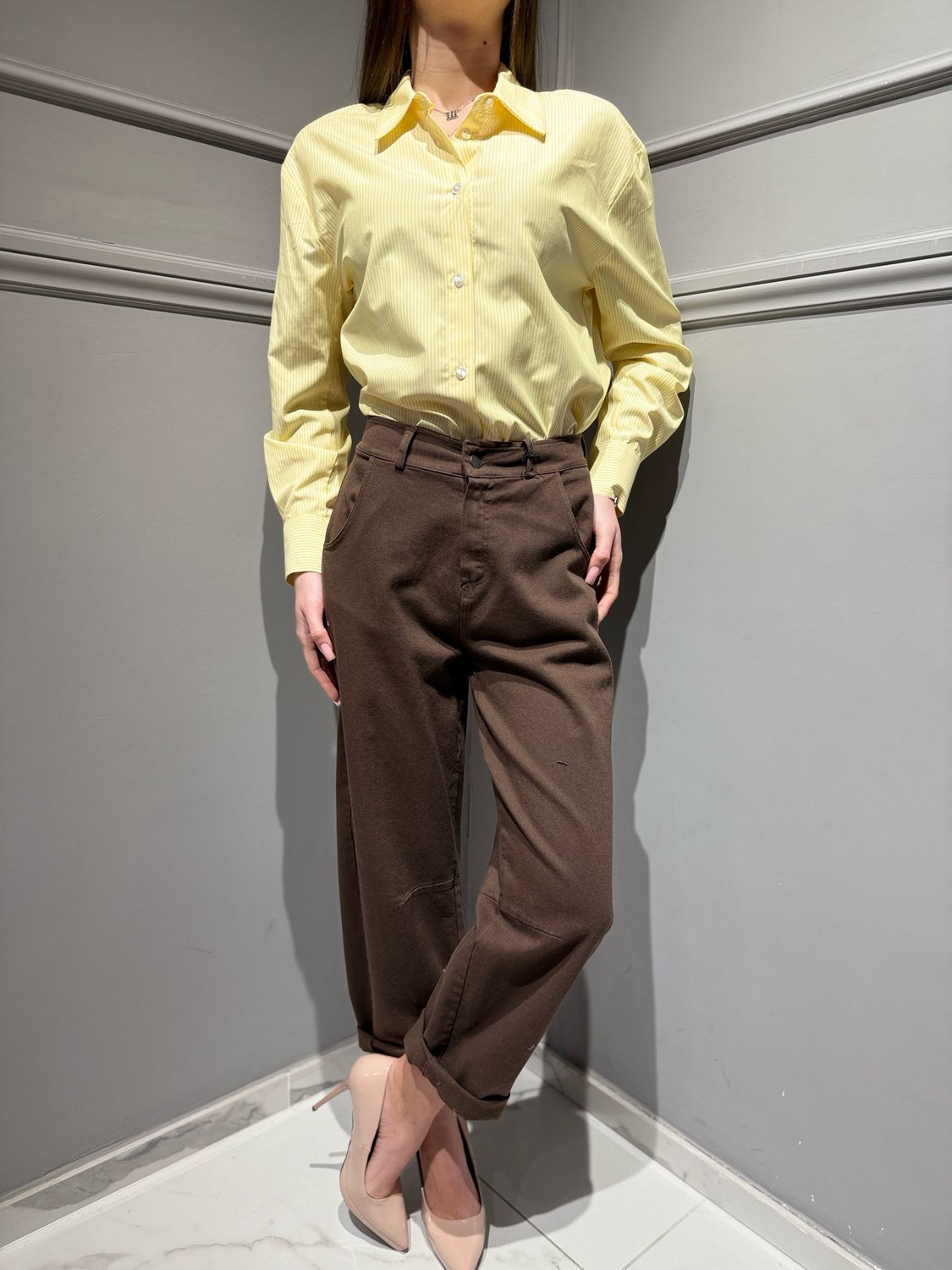 TENSIONE IN - pantalone a ovetto pences ginocchio PA5137-AI26 moro