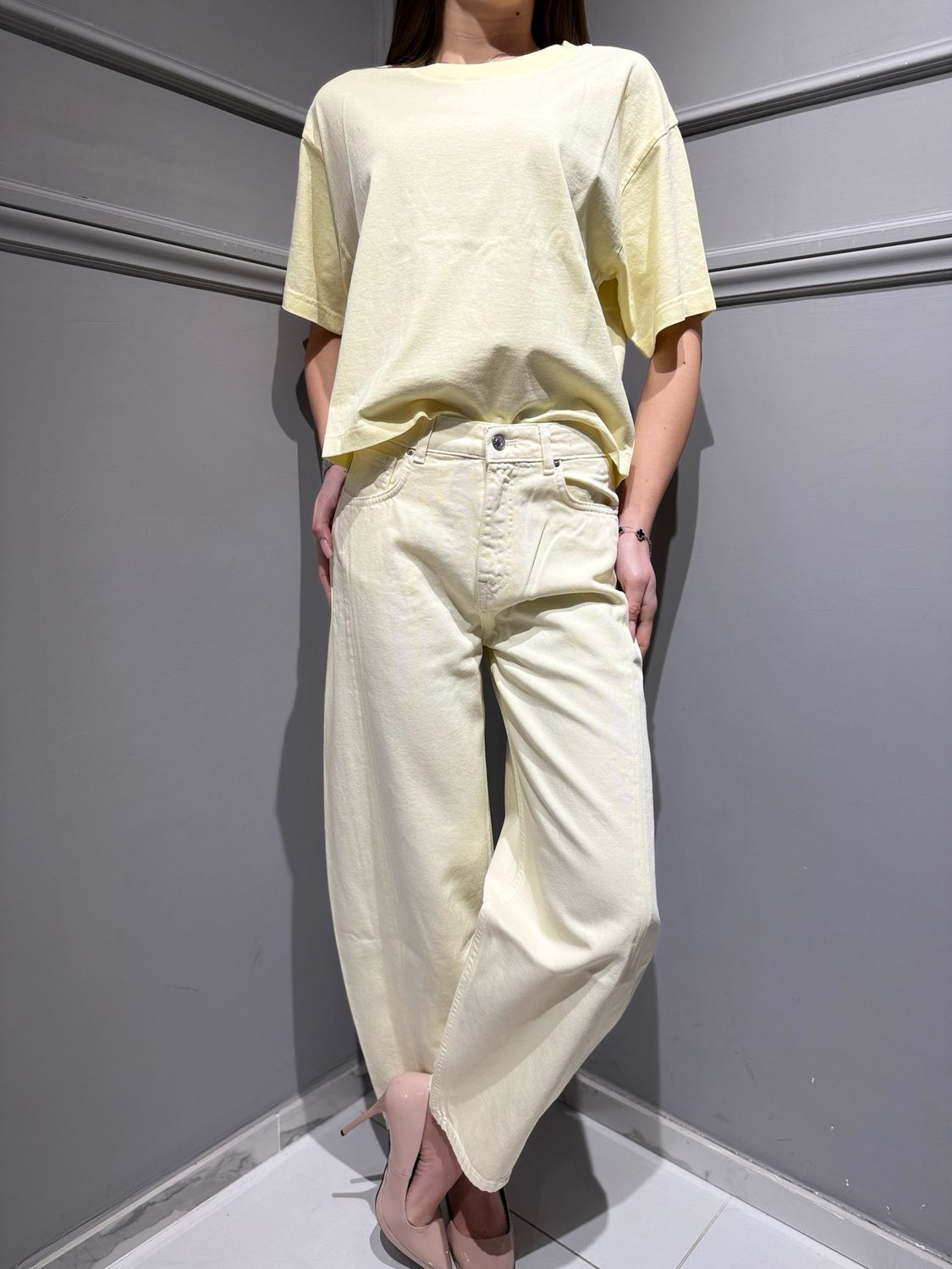 VICOLO - pantalone modello ovetto con spicchi CHIARA  DAB5150giallo