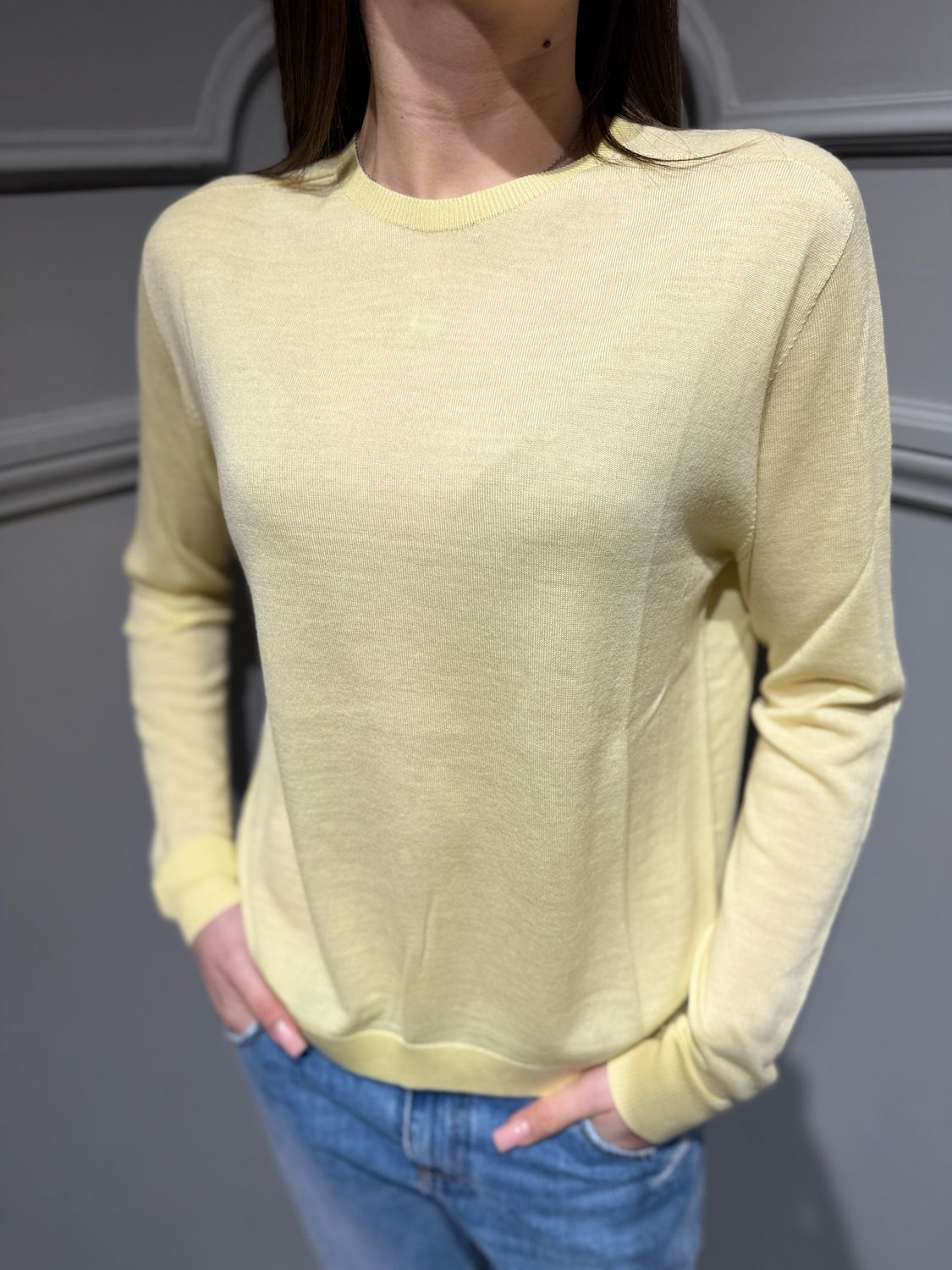 TENSIONE IN - maglia girocollo in pura lana merinos MLN04 giallo