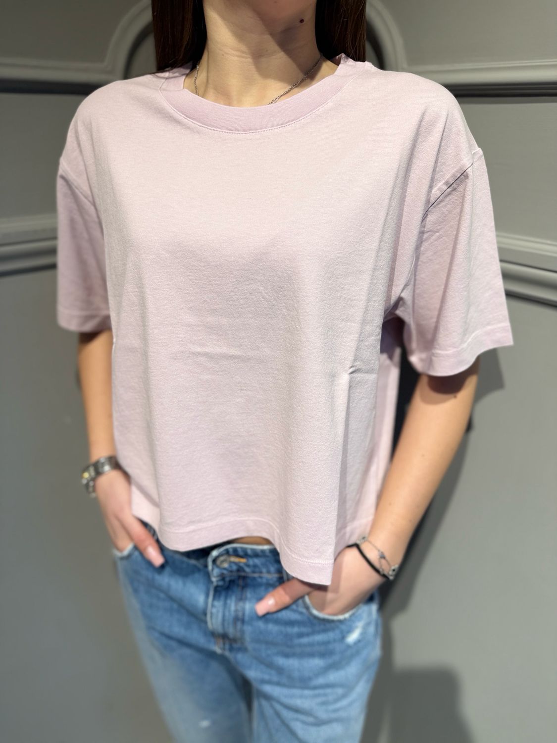 VICOLO - T-shirt over corta a scatoletta UAB0022 lilla