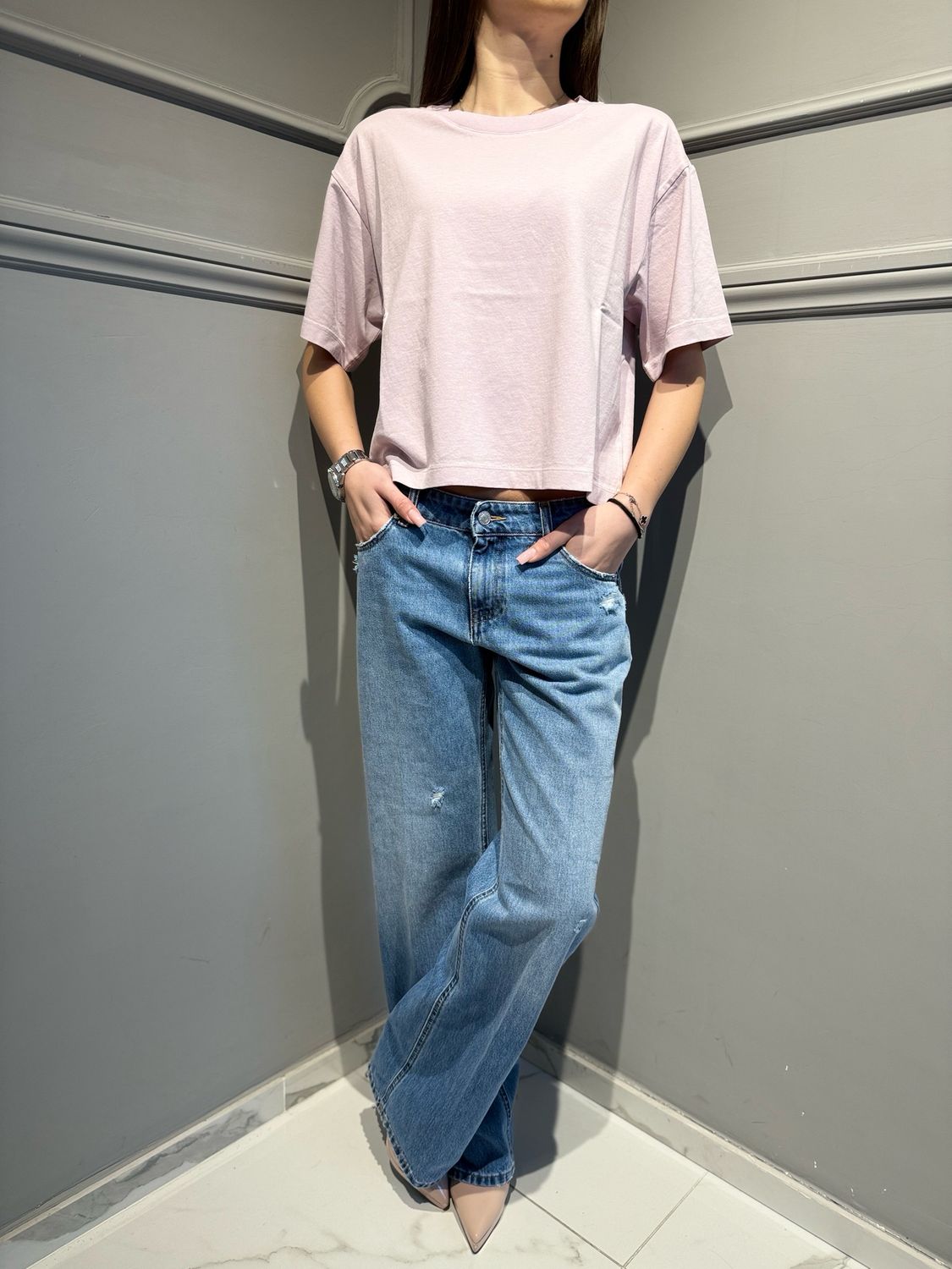 VICOLO - T-shirt over corta a scatoletta UAB0022 lilla