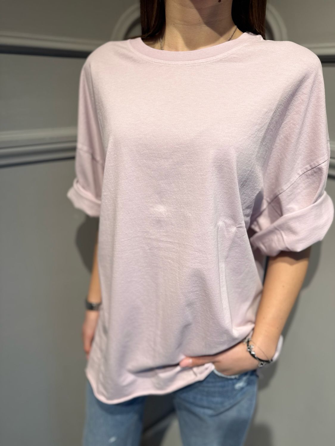 VICOLO - T-shirt over lunga girocollo UAB0023 lilla