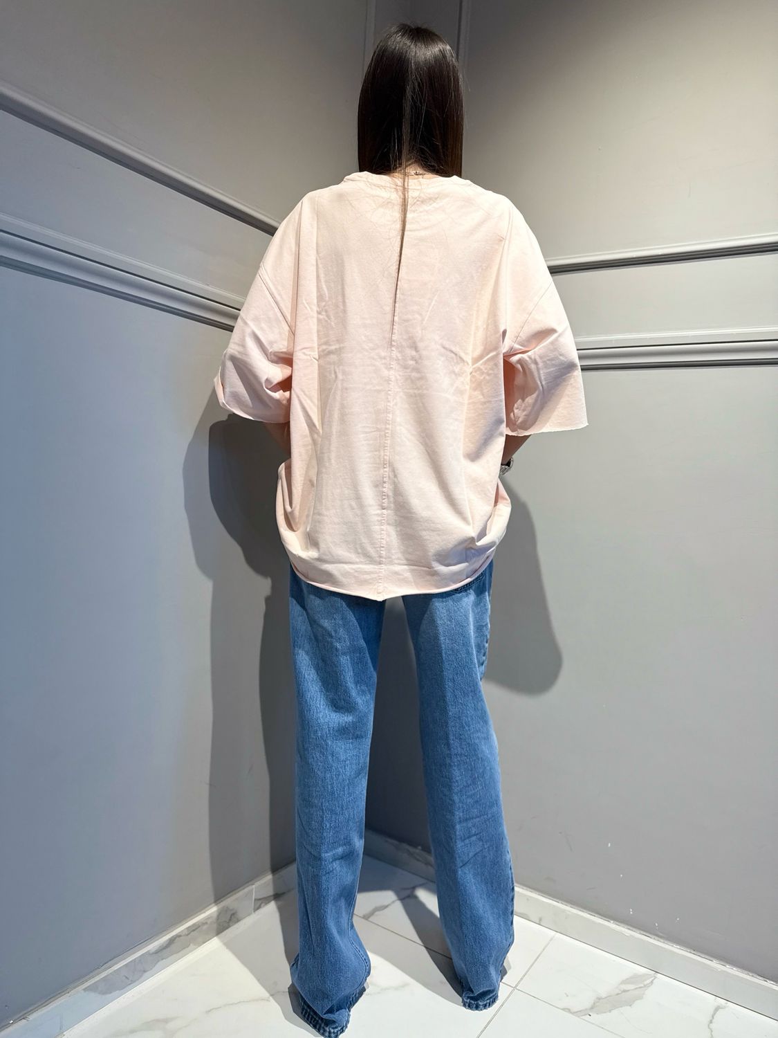 VICOLO - t-shirt over lunga a girocollo UAB0023 Rosa