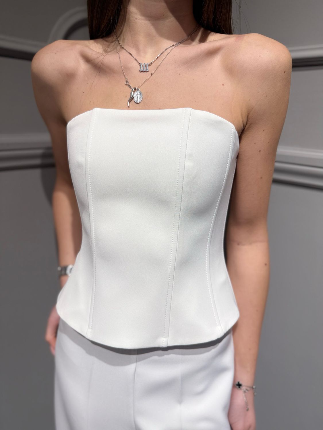 SILENCE LIMITED - top bustier steccato BOU870 off white