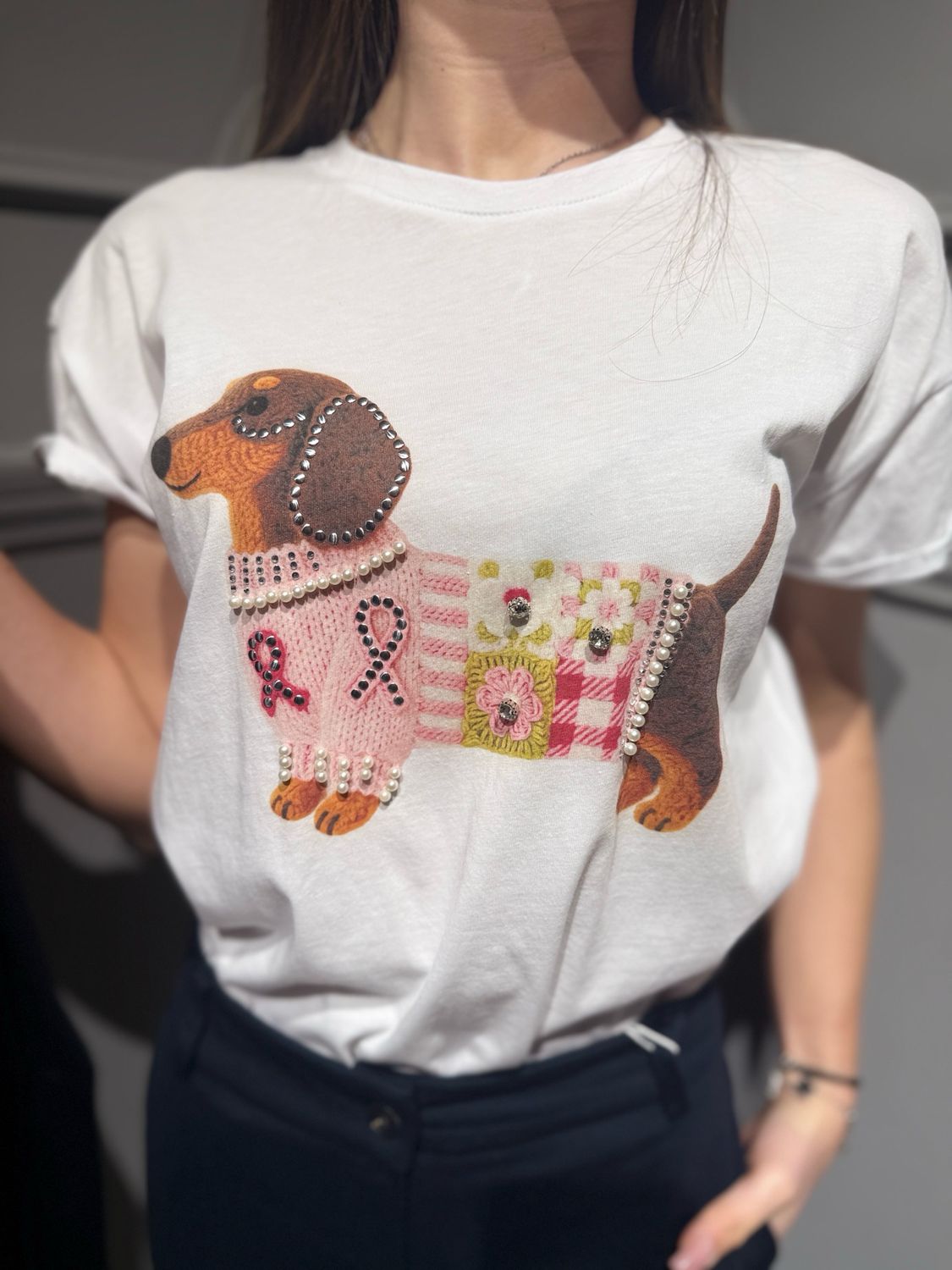 MOTEL - t-shirt bassotto 26M3460 bianco