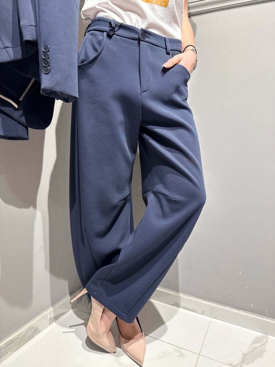 TENSIONE IN - pantalone Baloon in neoprene elasticizzato S26P359 blu