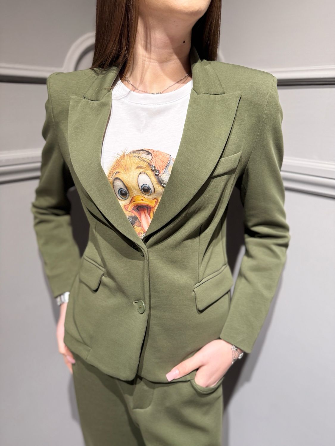 TENSIONE IN - giacca avvitata in neoprene elasticizzata S26J360 verde militare