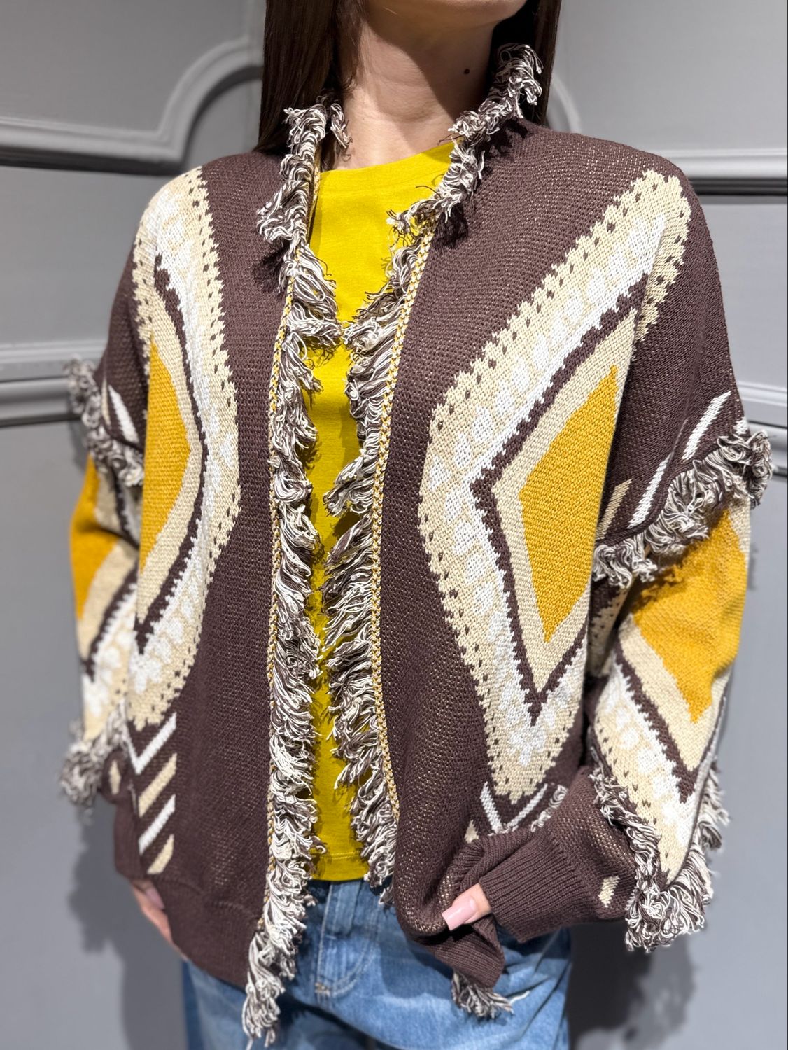 TENSIONE IN - cardigan rombi P6HMG17A414 brown