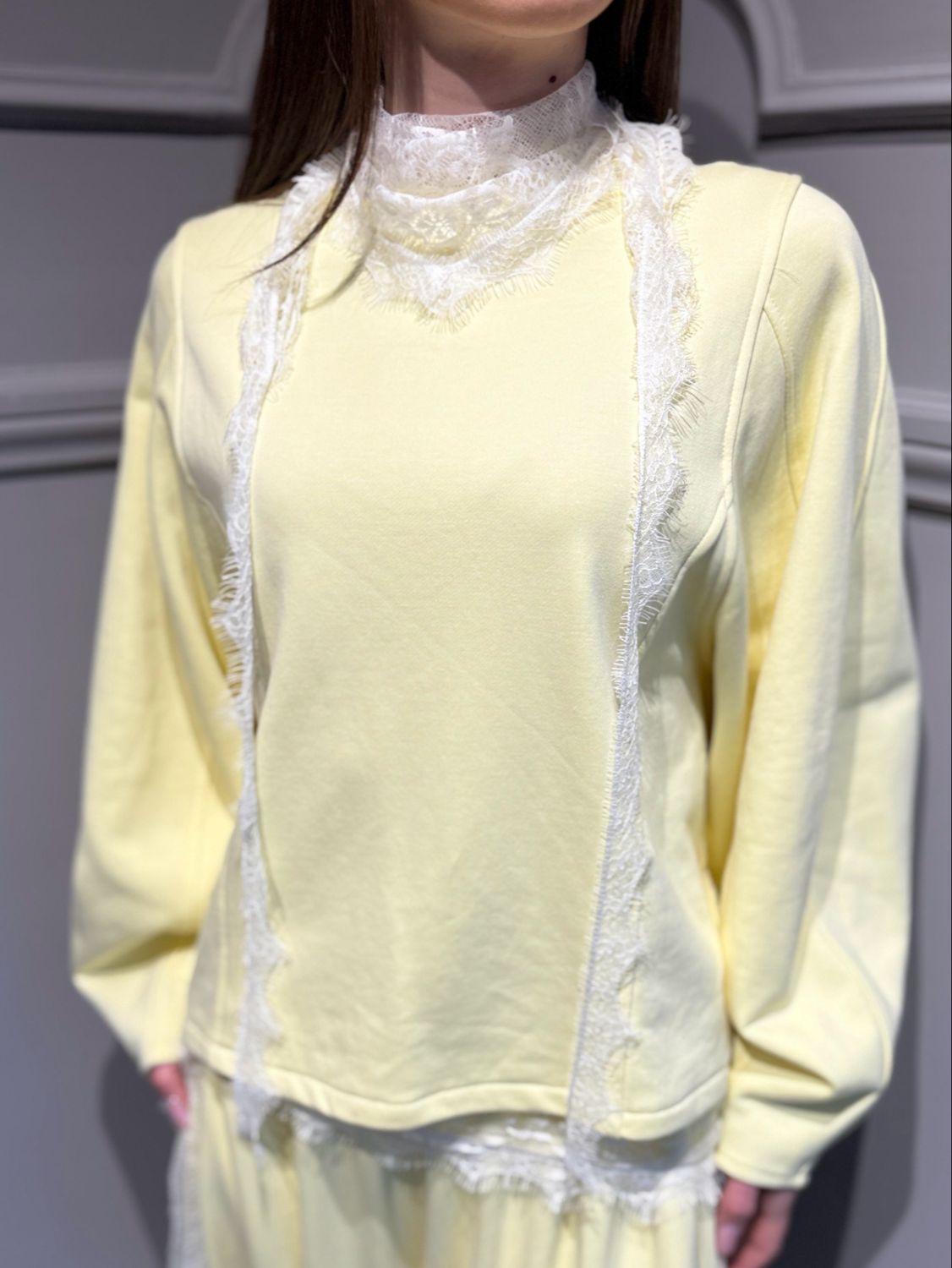 MOTEL - felpa girocollo con bandana in pizzo 05-M455PE26G giallo