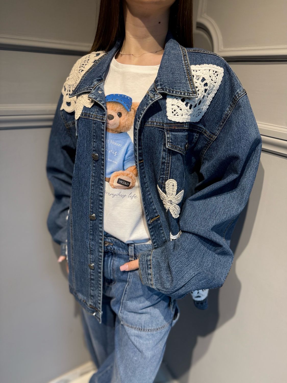 TENSIONE IN - giacca over in jeans patch VTA0165PE26CAMP