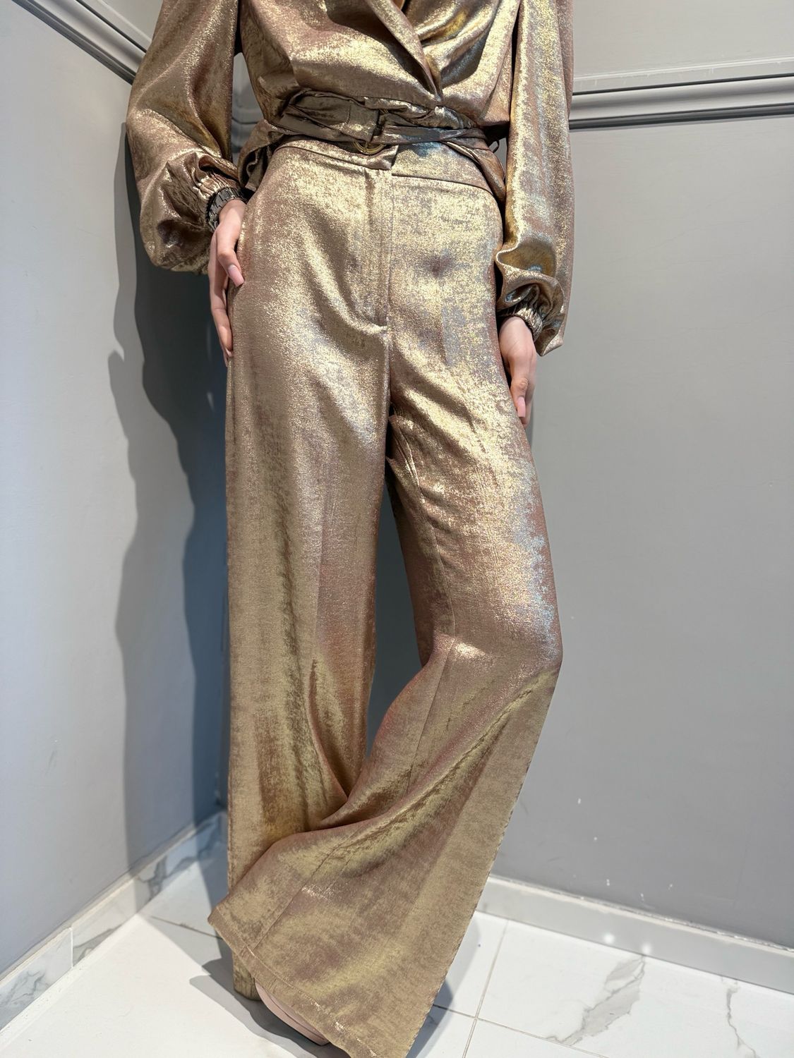SILENCE LIMITED - tailleur giacca kimono Valut GI5358 + pantalone a palazzo Valut pants PA2252 Pink