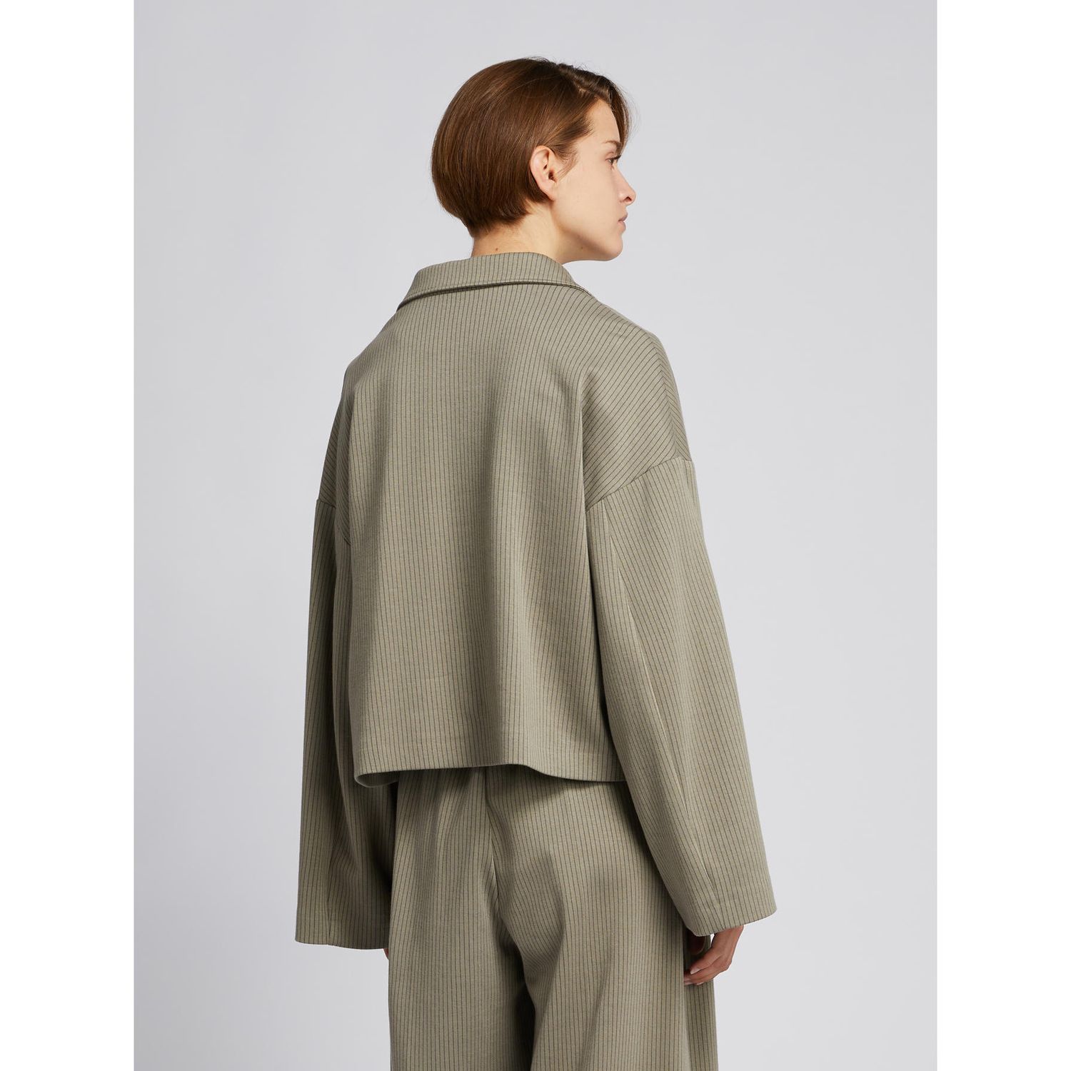 MM MAX MARA - Giacca GIULIVA in jersey GESSATO DI COTONE STRETCH colore LODEN