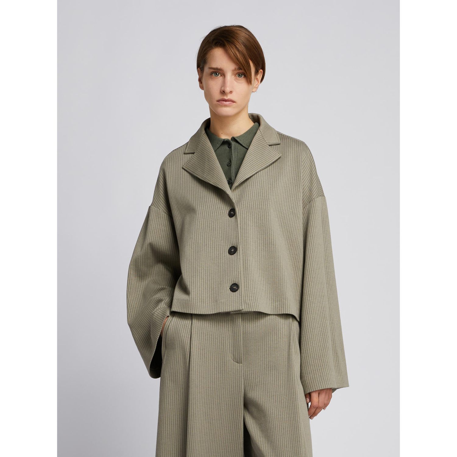 MM MAX MARA - Giacca GIULIVA in jersey GESSATO DI COTONE STRETCH colore LODEN