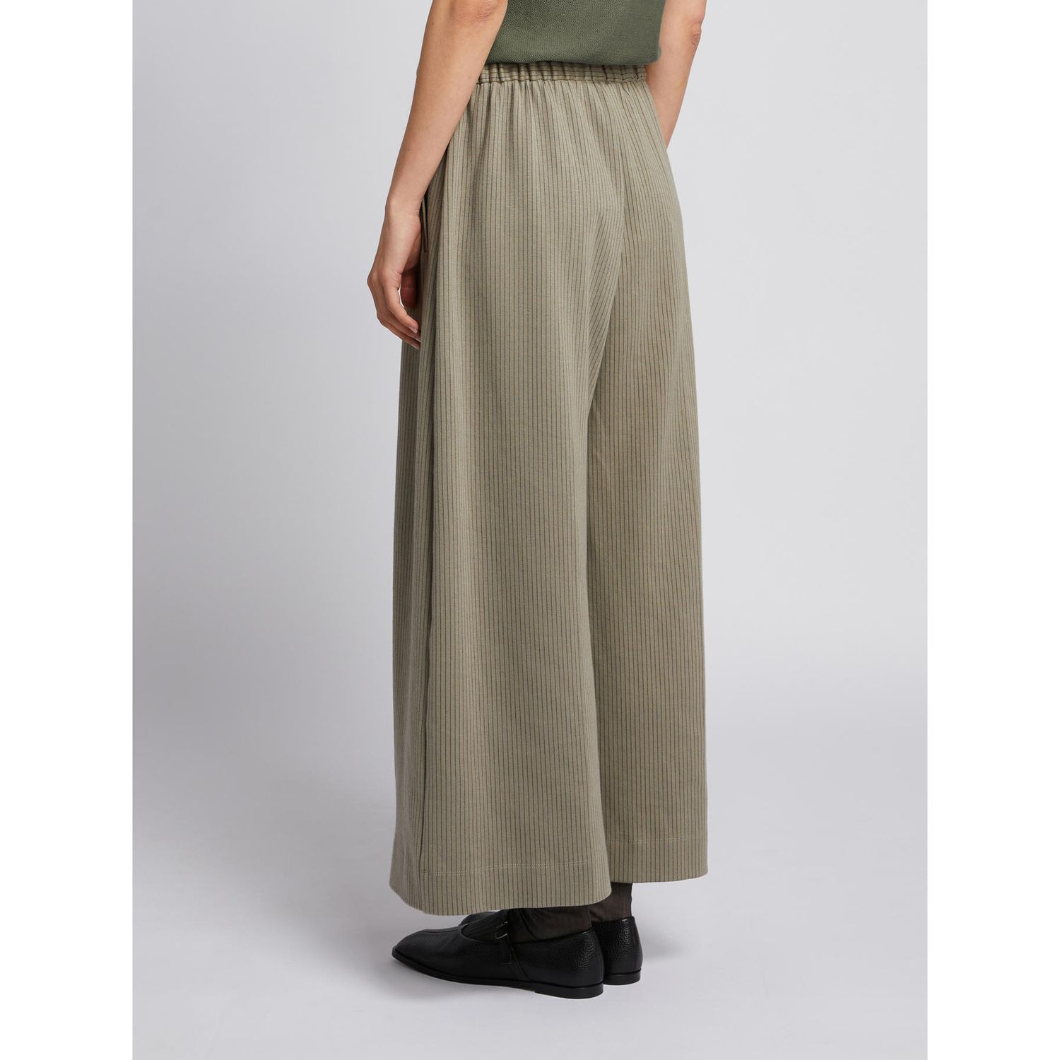 MM MAX MARA -  Pantalone codice SABBIA in Jersey gessato di cotone strech colore loden