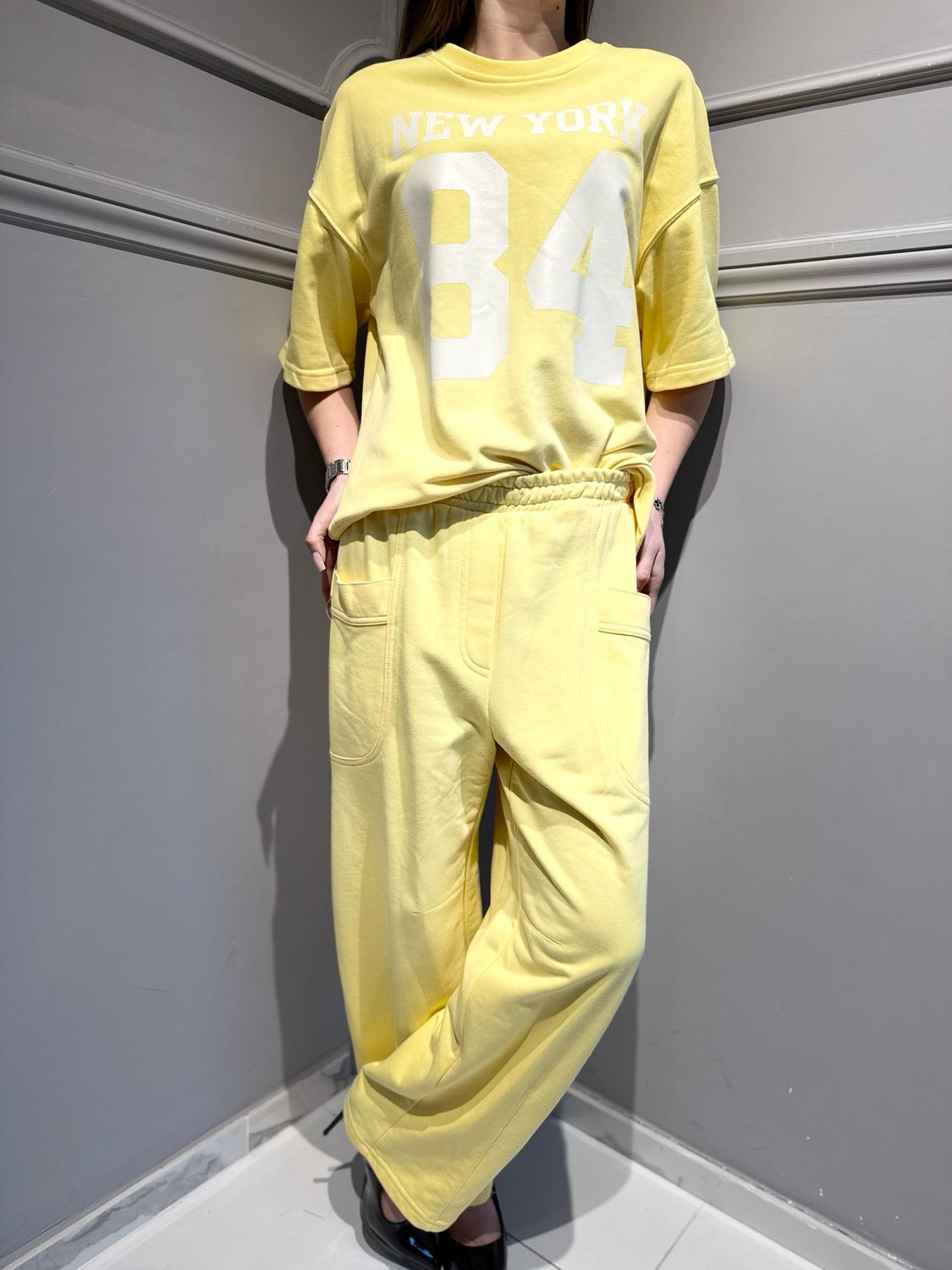 MOTEL - pantalone in felpa garzata con elastico in vita e tasconi 26P3839