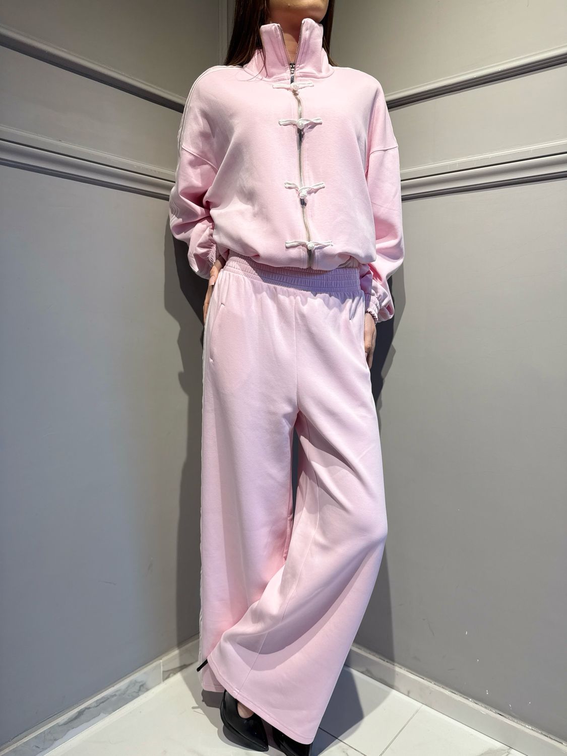 TENSIONE IN - pantalone elasticizzato con bande laterali 26P3995 rosa