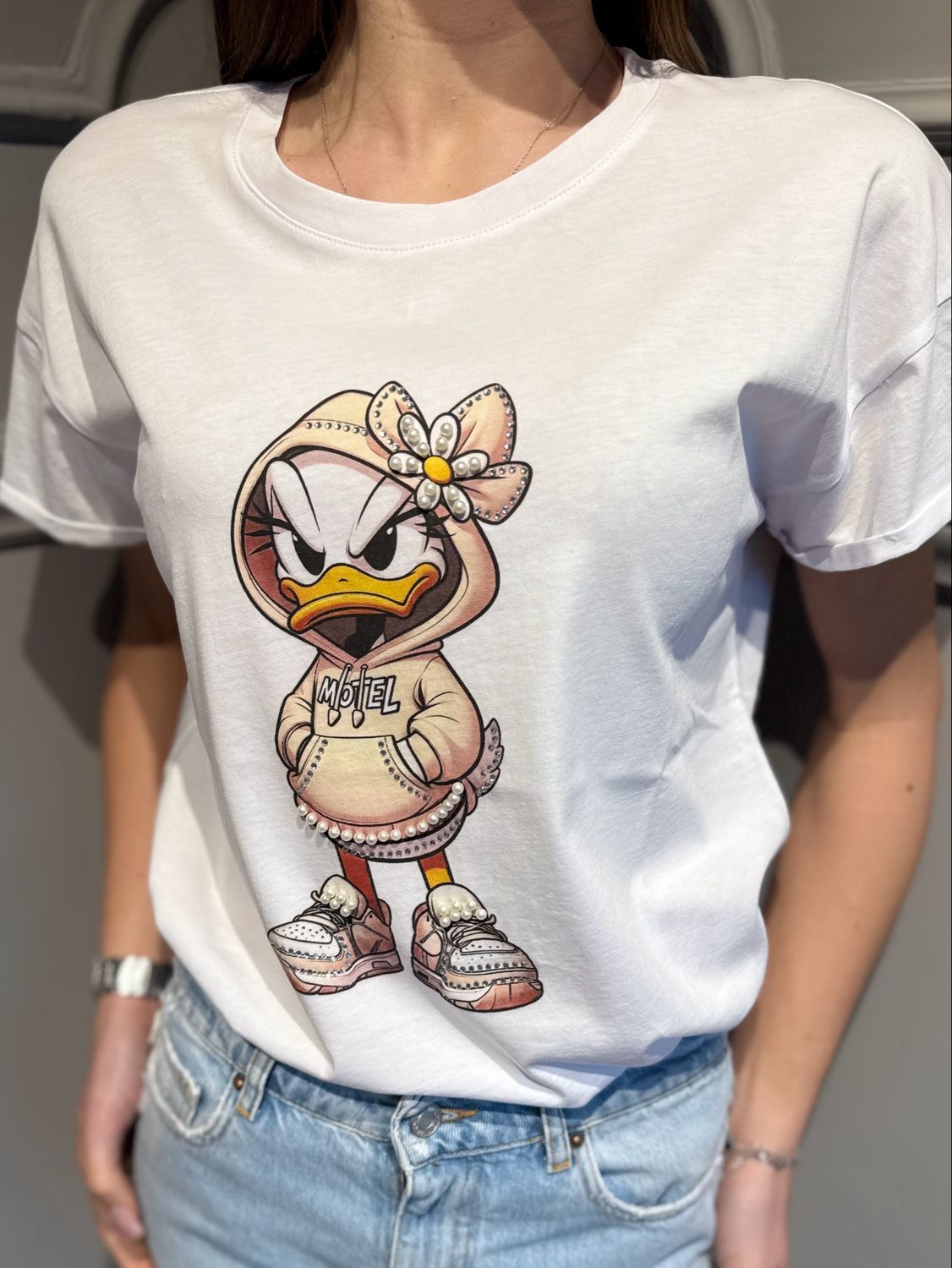 MOTEL - t-shirt paperina arrabbiata 26M3899 bianco