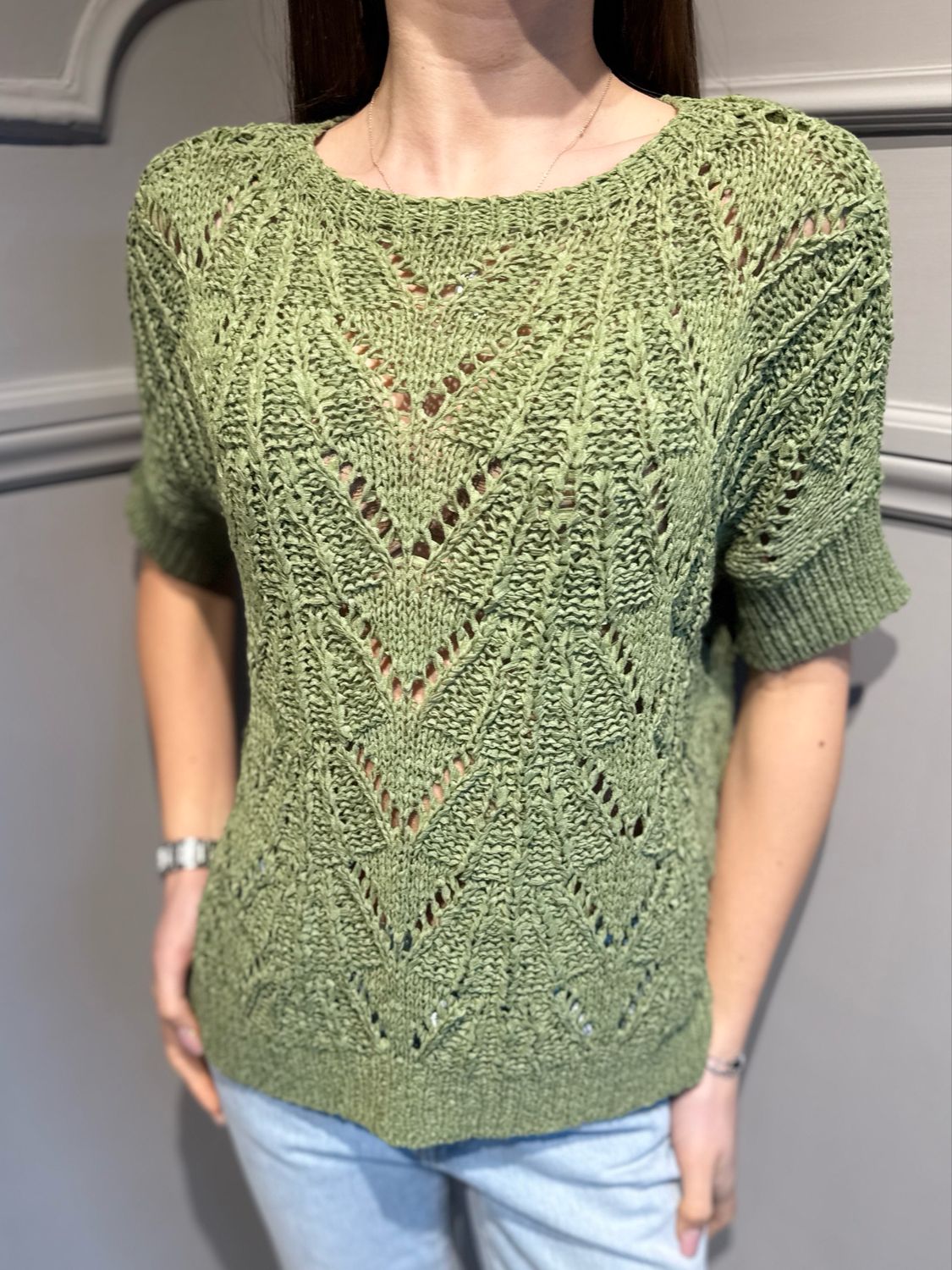 MOTEL - maglia in fettuccia D90175 verde