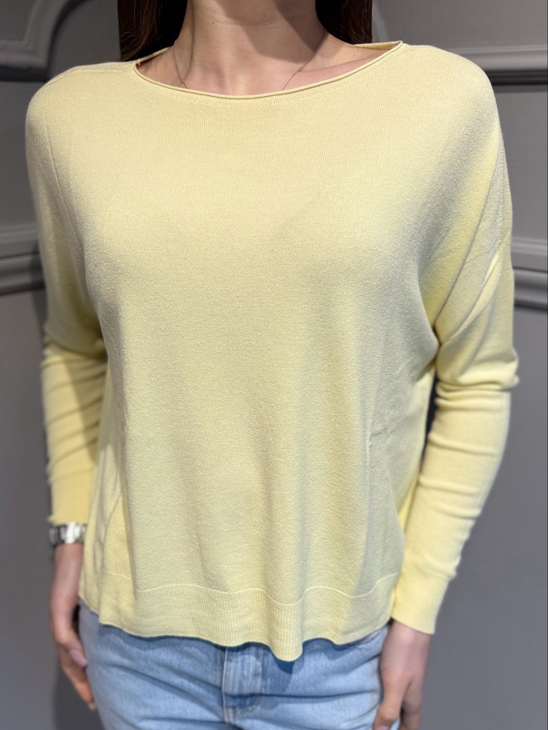 VICOLO - maglia in filo a girocollo 2AB2041 giallo