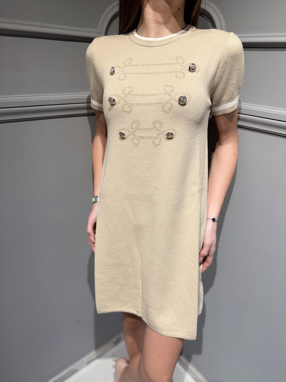 MOTEL - abito in maglia con lurex P6HMD01A418 beige