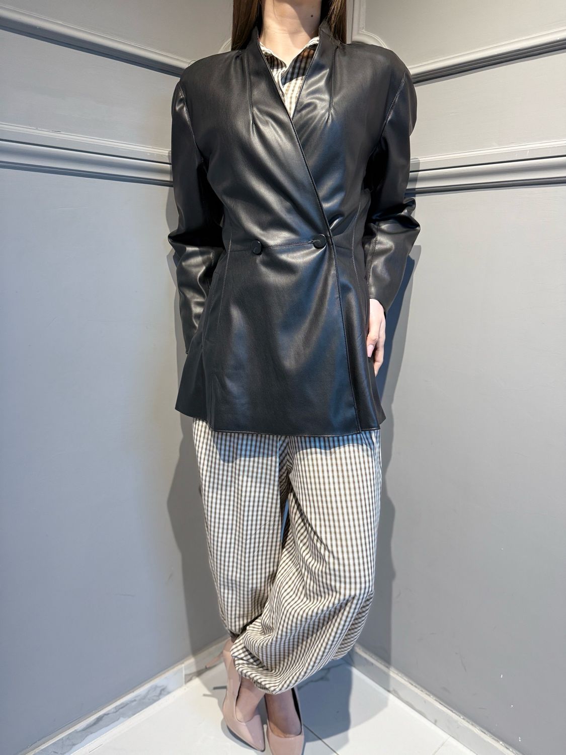 VICOLO - giacca in ecopelle avvitata TQB1054 nero