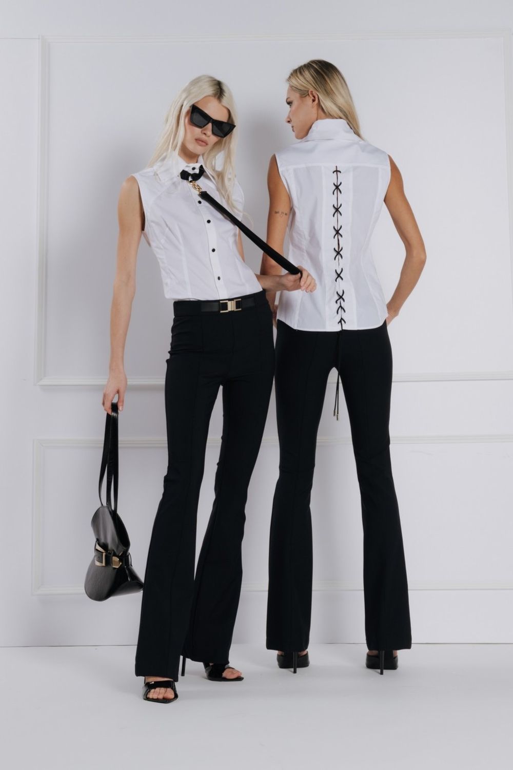 BABYLON - CAMICIA CON CRAVATTA WE00432 bianco/nero
