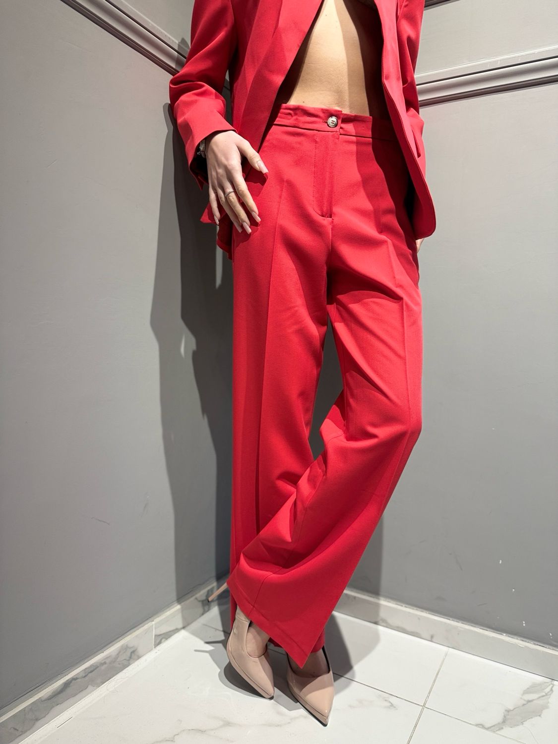 VICOLO - pantalone a palazzo TAB0025 rosso