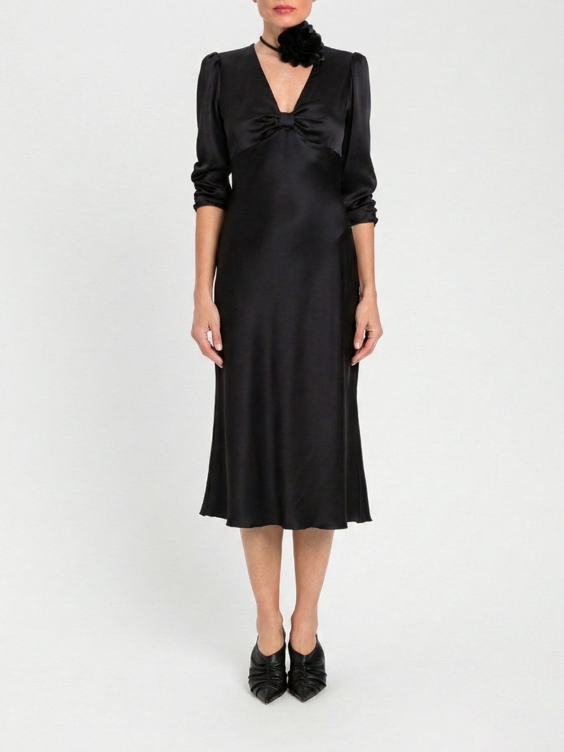 TWINSET ACTITUDE Abito midi Twinset Actitude in raso nero