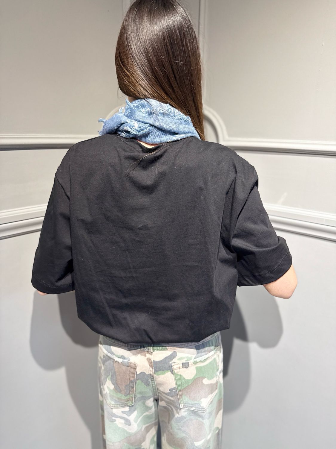 TENSIONE IN - foulard bandana con frangine 38746 celeste