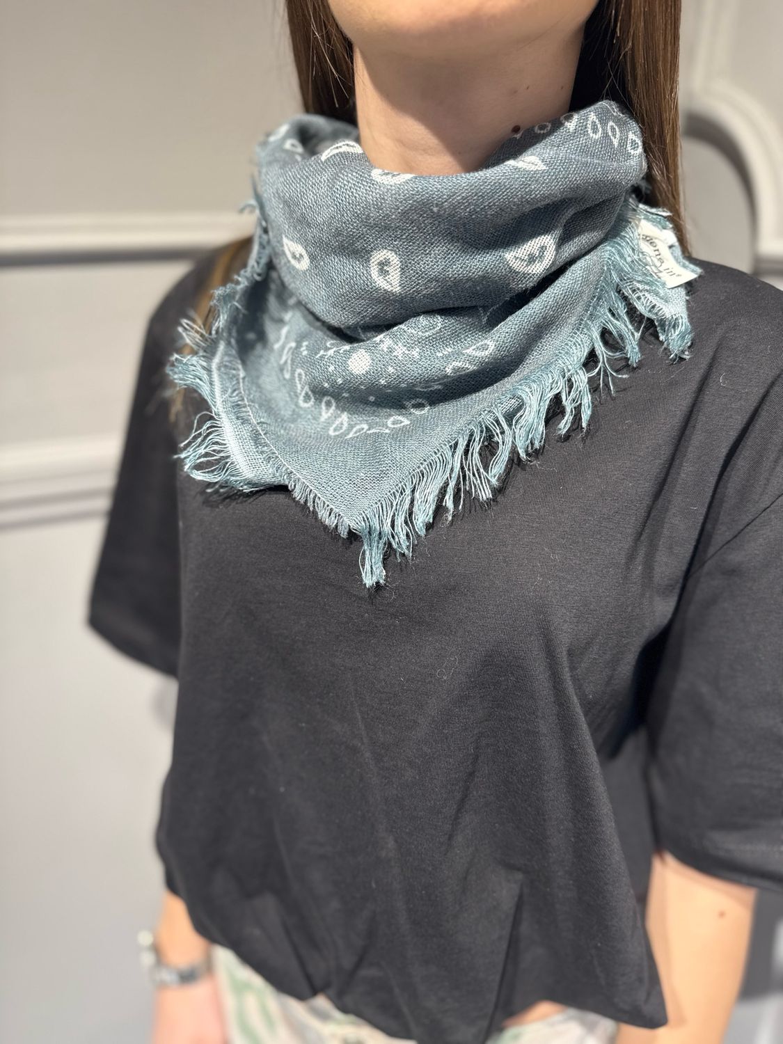 TENSIONE IN - foulard a bandana con frangine 38746 blu