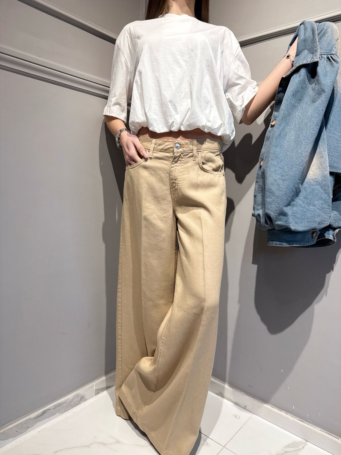 VICOLO - pantalone a palazzo madison DAB5151 coloniale