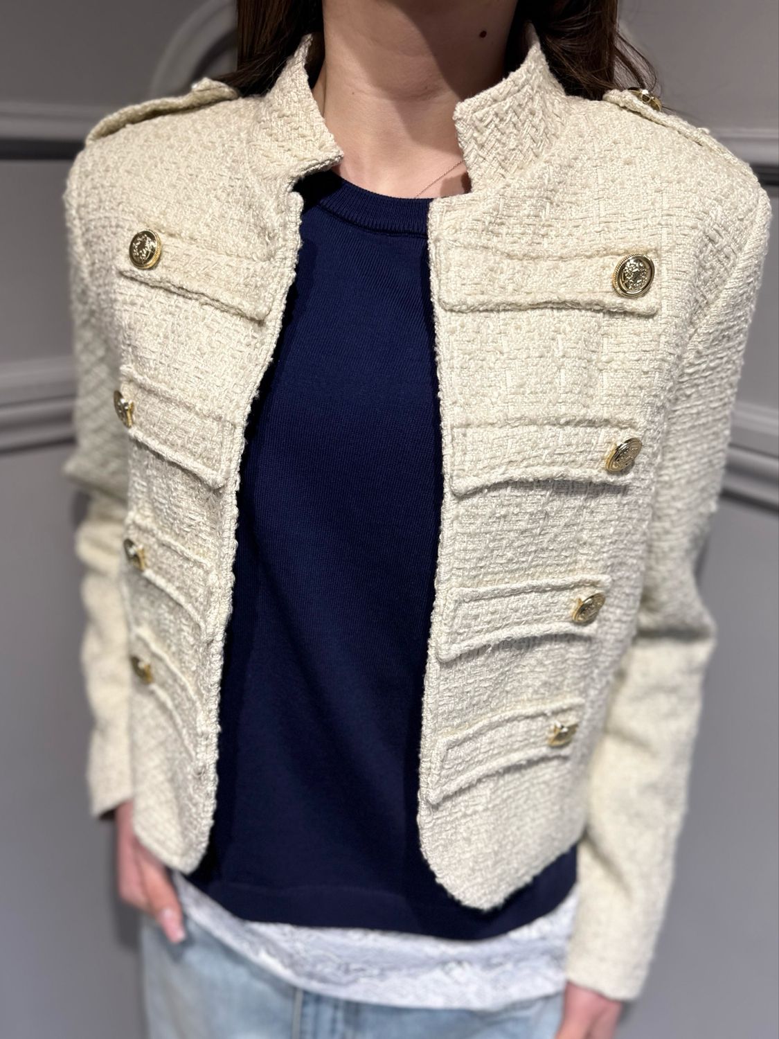 MOTEL - giacca chanel Napoleone 26B4167 panna