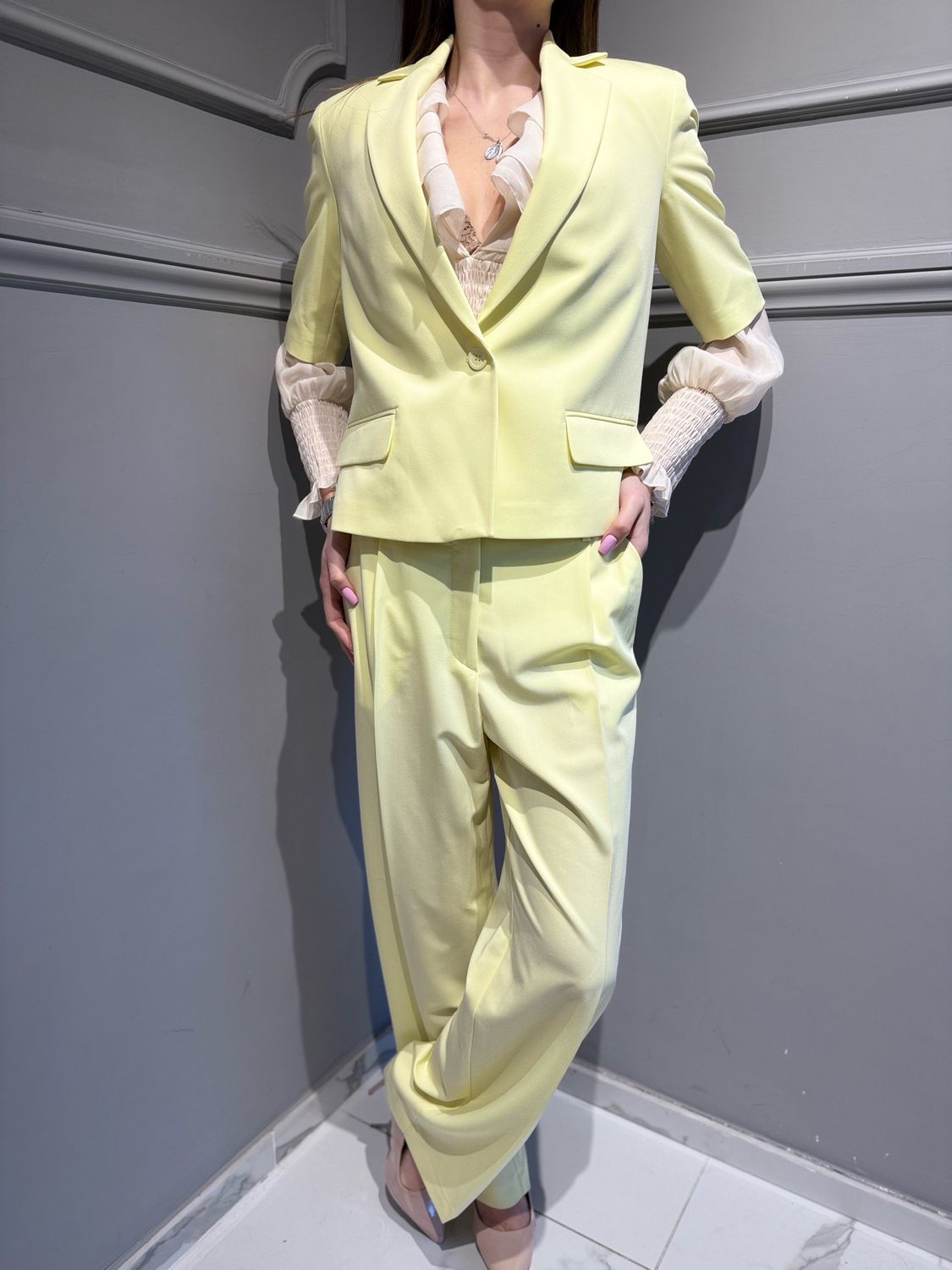 MOTEL - tailleur giacca + pantalone 3458/fas81262/fas giallo