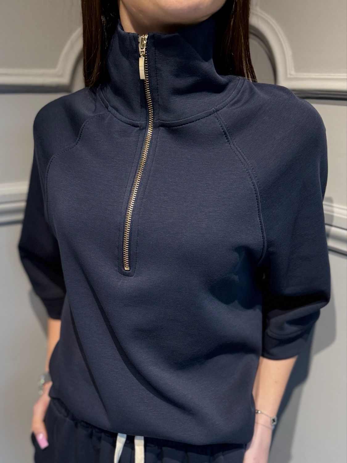 TENSIONE IN - felpa in scuba  con zip 26M4035 blu