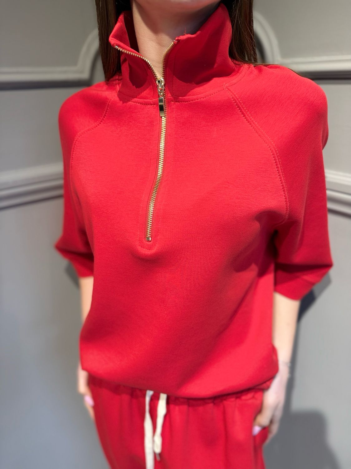 TENSIONE IN - felpa in scuba elasticizzata con zip 26M4035 rosso