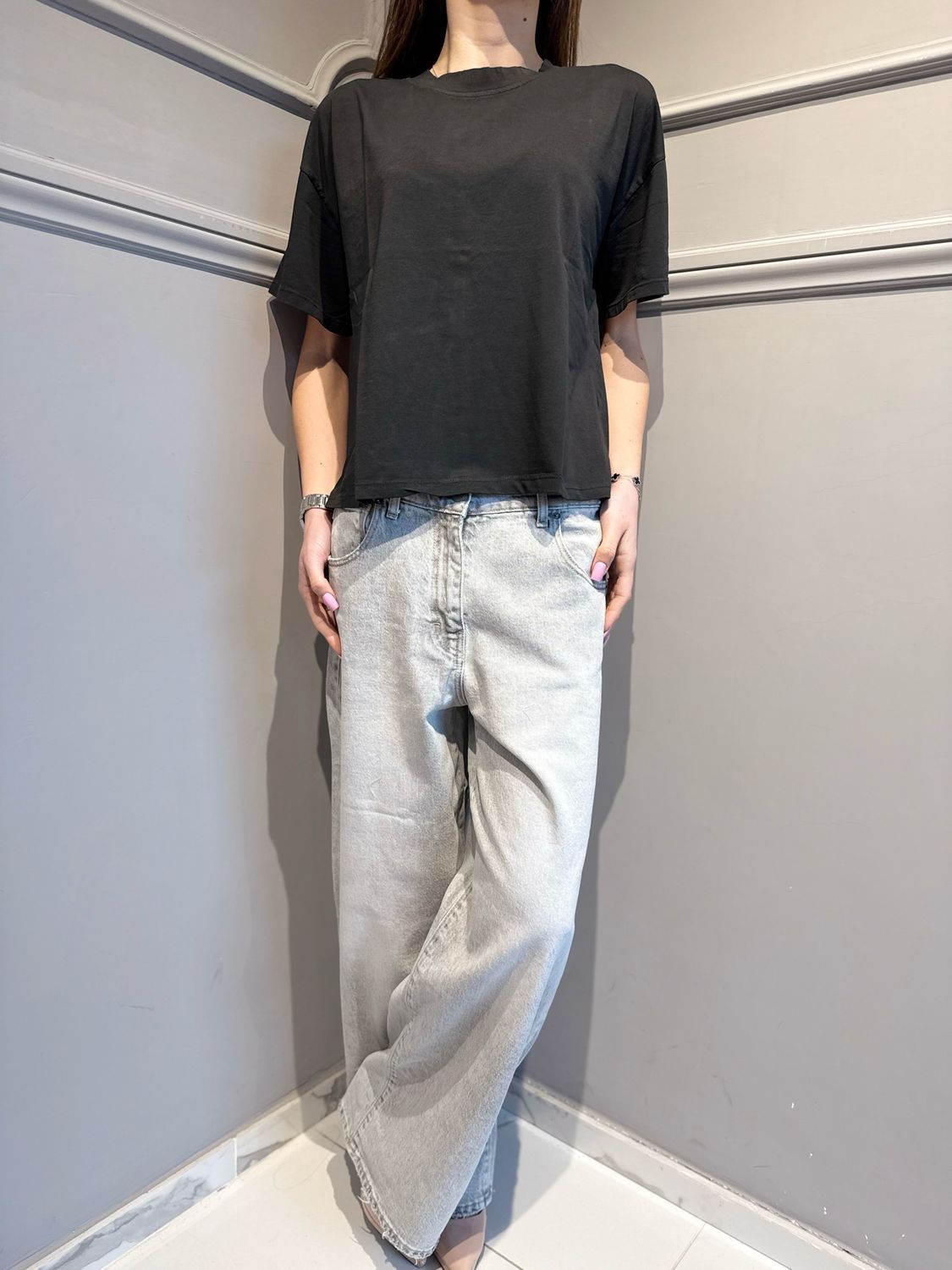 HAVE ONE - t-shirt scatoletta corta MJS-Q017 nero