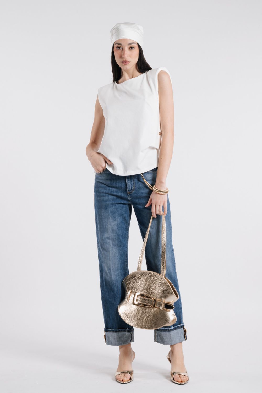 BABYLON - SKUWER0541 T-SHIRT CON FOULARD