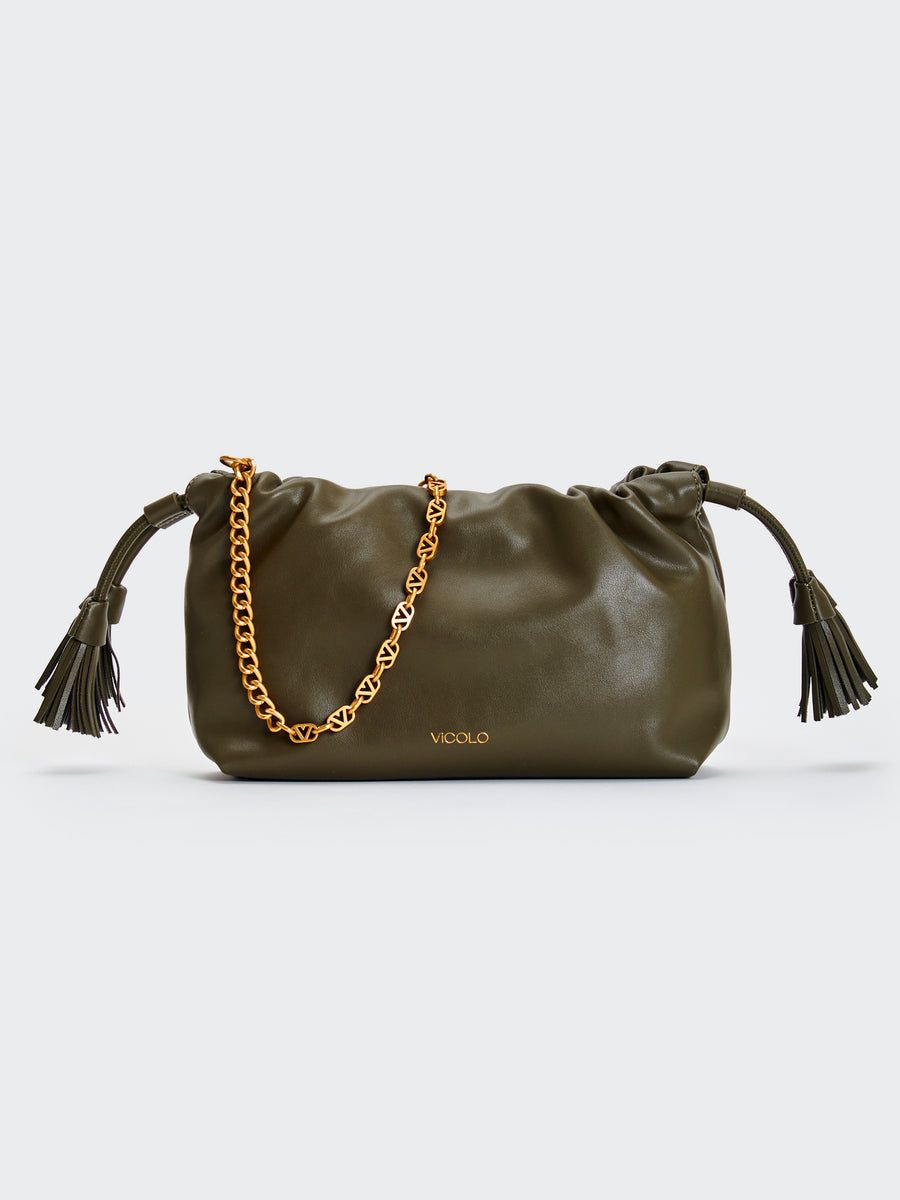 VICOLO - Borsa Tassel Small XAB0035 NEW IN Militare
