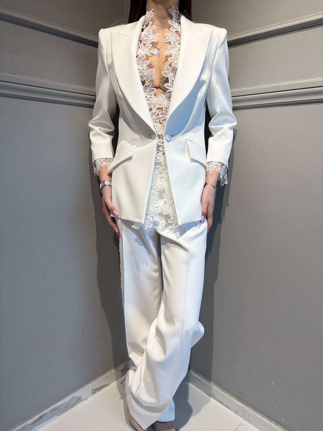 BABYLON - giacca con ricami e intarsi WW00702 bianco