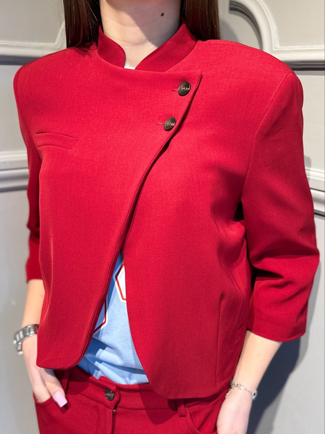 TENSIONE IN - giacca collo coreana 26B4185 rosso