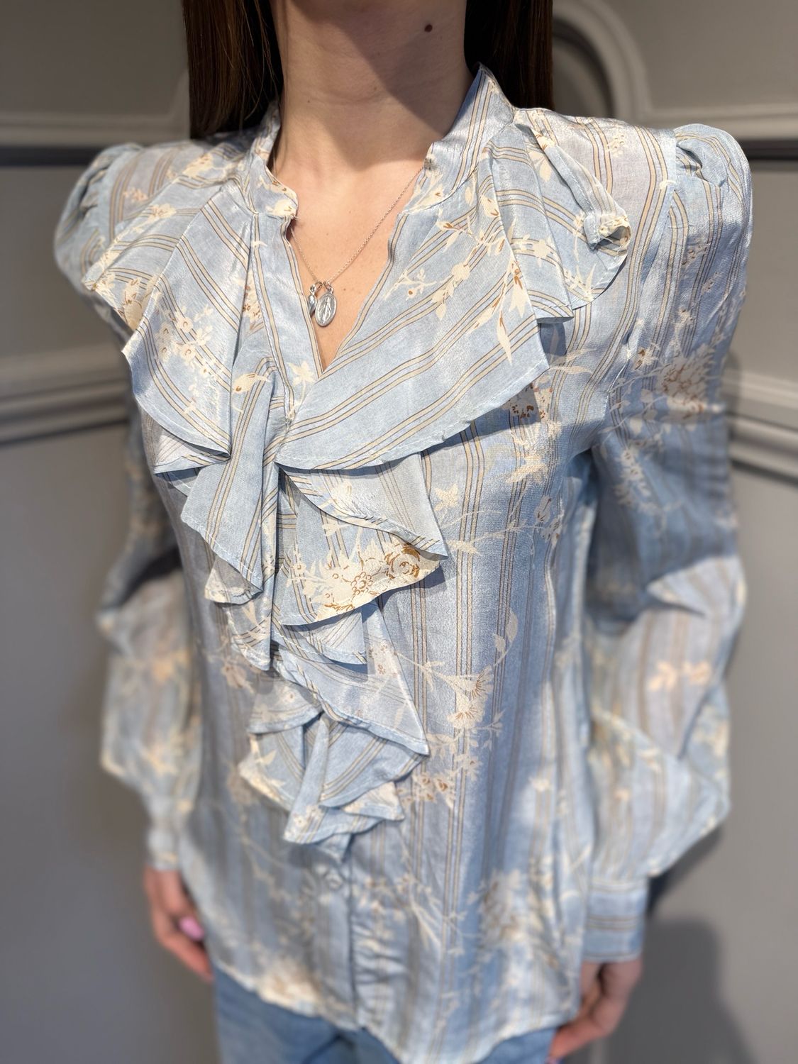 MOTEL - camicia con rouges S26C126 celeste