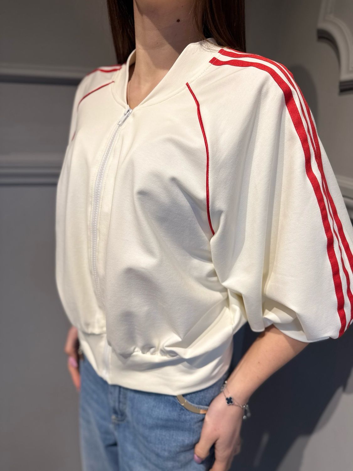 MOTEL - bomber in scuba con maniche a palloncino 38824G